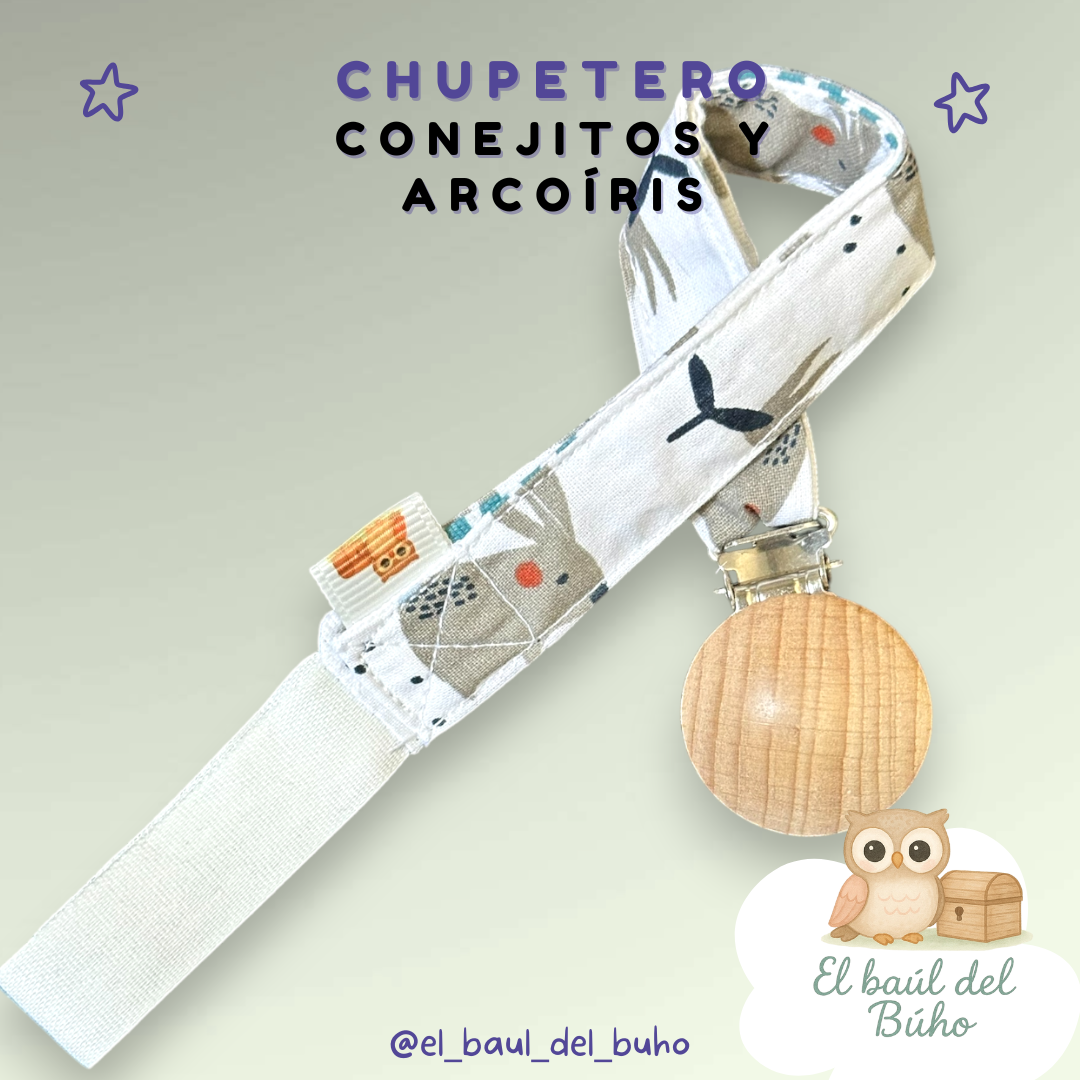 Chupetero Conejitos y Arcoíris