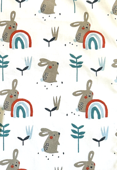 Tela Conejitos y Arcoiris