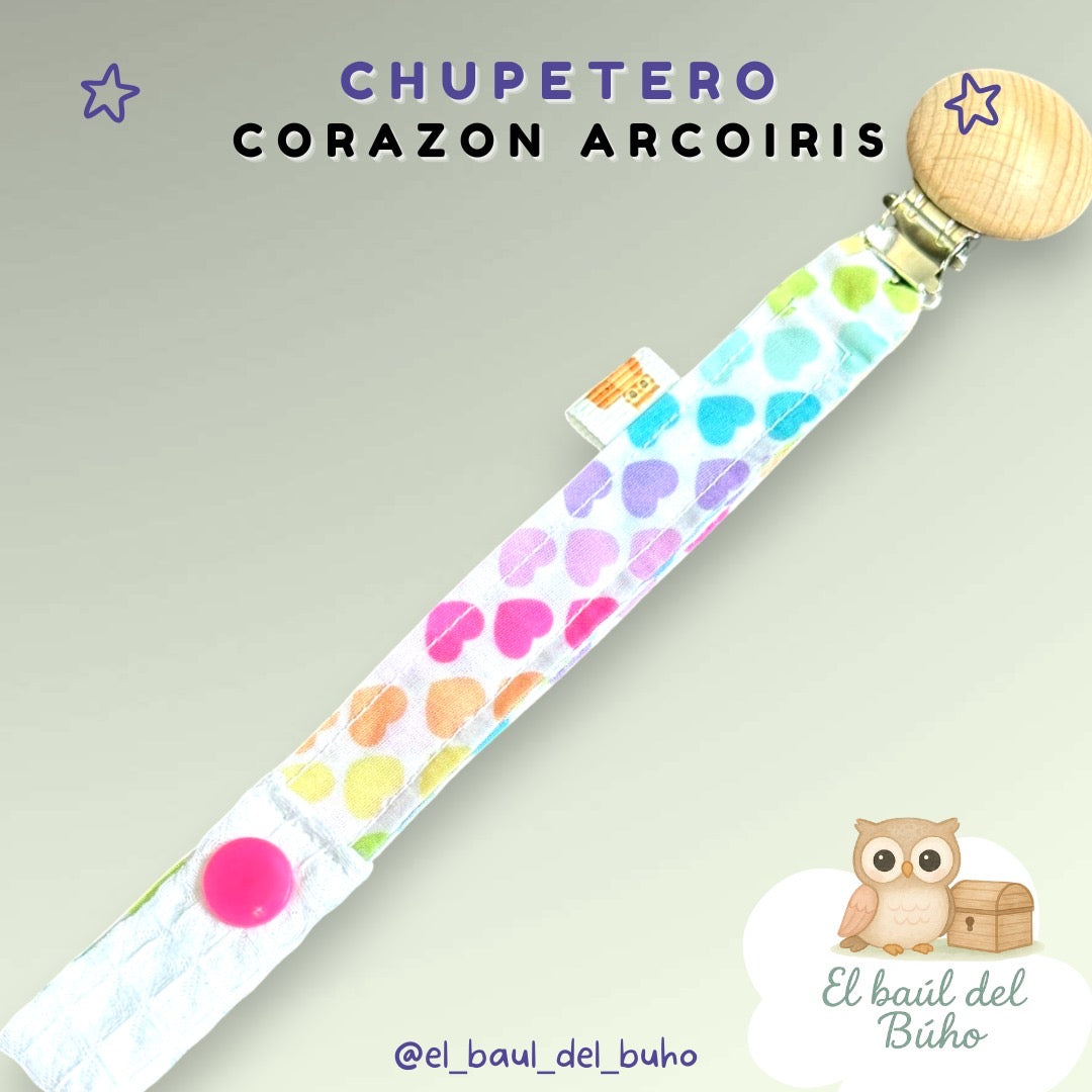 Chupetero Corazón Arcoíris