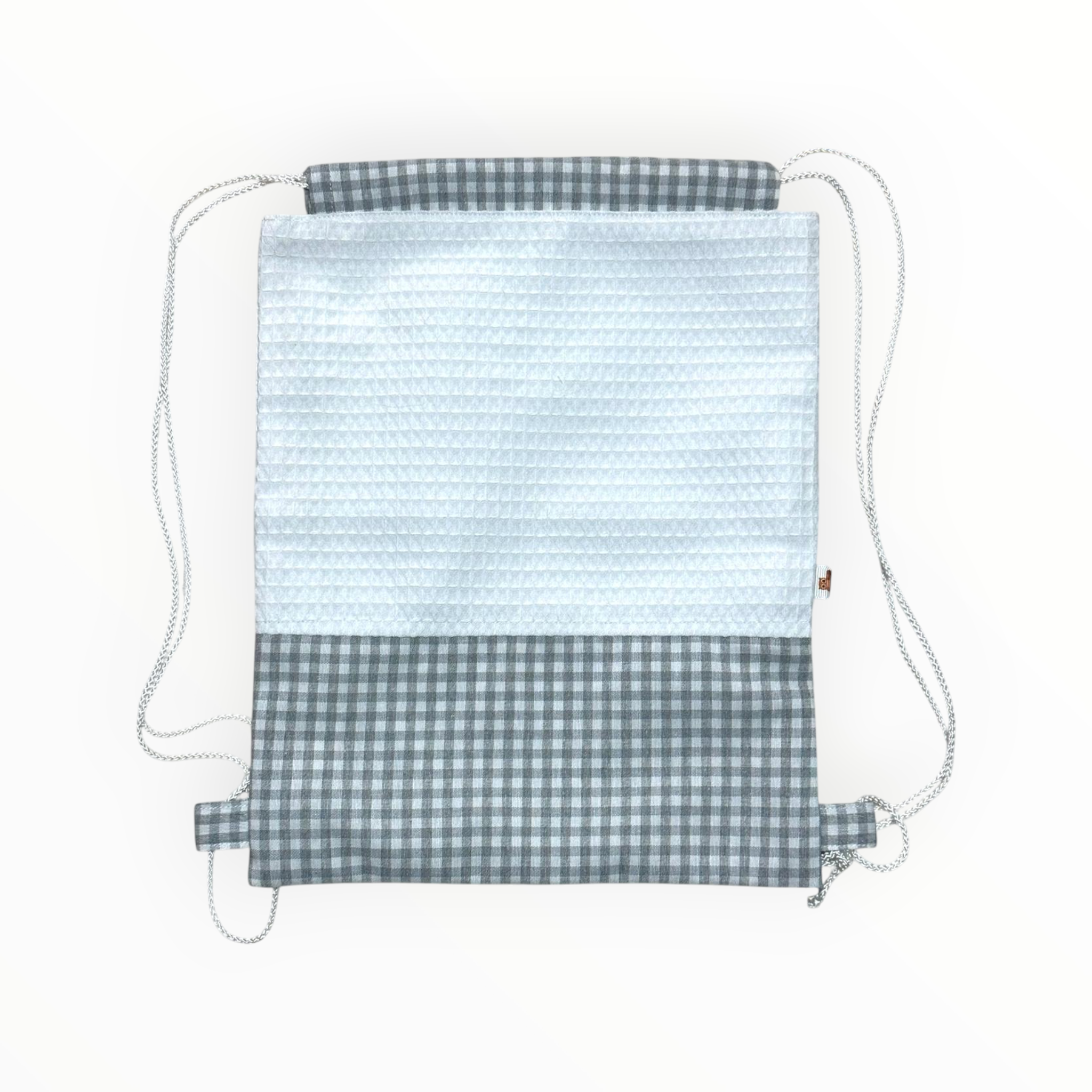 Bolsa de cuerdas Vichy Gris / Blanco